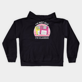 I'm not old, I'm Classic | Floppy | Retro Hardware | Vintage Sunset | Gamer girl | '80s '90s Video Gaming Kids Hoodie